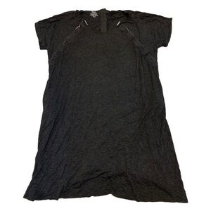 Frida Dark Grey ONE SIZE Button-Front T-Shirt Dress